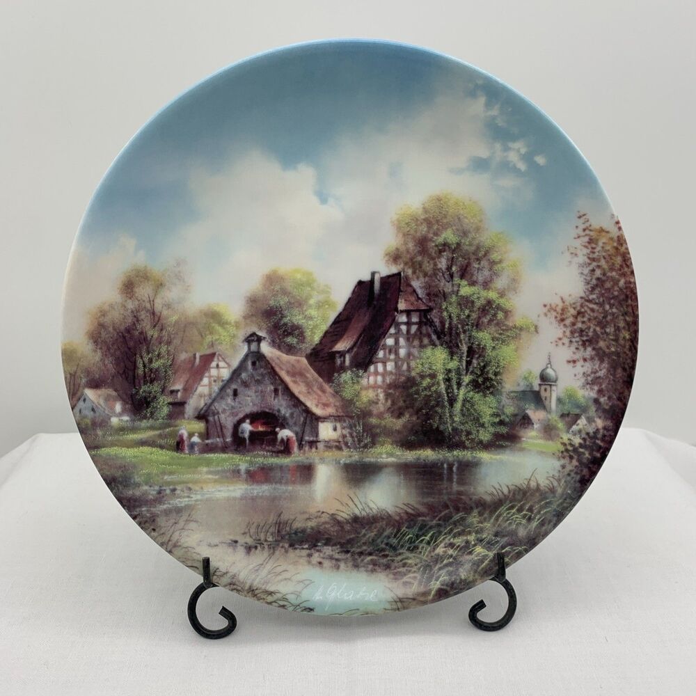 At The Bakehouse Collector Plate COA and Box 1990 Helmut Glossl Artist Germany
